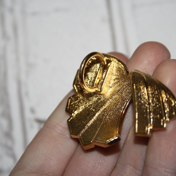 💙 Vintage Gold & Blue Scarf Clip Ring · 2" - Picture 2 of 4